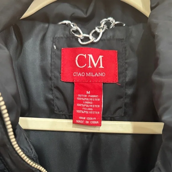 Milano Elegant Black Puffer Coat - Picture 2 of 6